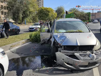 Երևանում բախվել են «Mazda 6»-ն ու «Mitsubishi»-ն. վերջինը կոտրել է երթևեկությունը կարգավորող ցուցանակը, 2 ծառ և հայտնվել հանդիպակաց գոտում